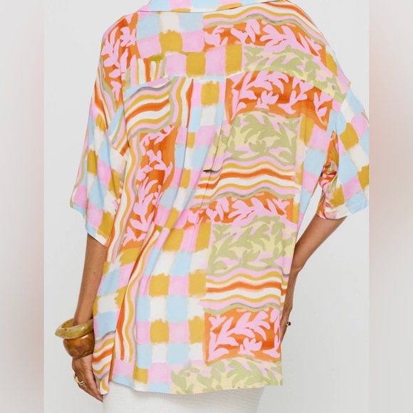 Princess Polly Caraliia Abstract Print Oversize Camp Shirt - Picture 2 of 7